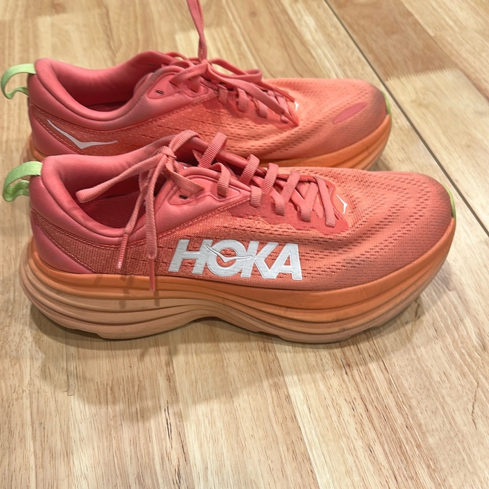 HOKA Bondi 8 Running Shoes - Coral/Peach